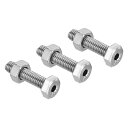 PATIKIL M6x25mm 中空外六角ねじ 3セット入り 円筒形ランプ ネジ通しボルト ナット付き 304ステンレス鋼