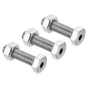 PATIKIL M8x30mm 中空外六角ねじ 3セット入り 円筒形ランプ ネジ通しボルト ナット付き 304ステンレス鋼