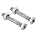 PATIKIL M6x40mm 中空外六角ねじ 2セット入り 円筒形ランプ ネジ通しボルト ナット付き 304ステンレス鋼
