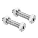 PATIKIL M8x35mm 中空外六角ねじ 2セット入り 円筒形ランプ ネジ通しボルト ナット付き 304ステンレス鋼