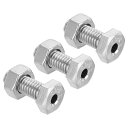 PATIKIL M6x16mm 中空外六角ねじ 3セット入り 円筒形ランプ ネジ通しボルト ナット付き 304ステンレス鋼