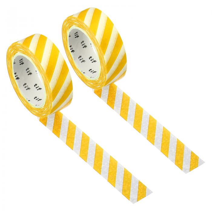 PATIKIL ホログラフィック和紙テープ 15 mm x 10 M 2ロール 自己接着 ストライプパターン マスキングシ..