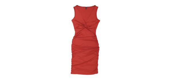 Allegra K ツイストノットドレス レディース カットアウト ボディコン ルーシュ Vネック タンク ミニドレス ブラウンレッド XS