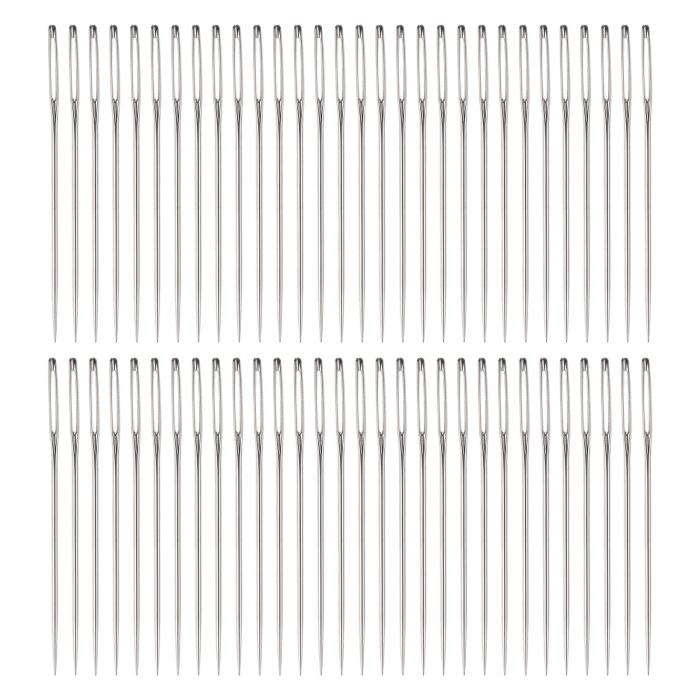 大きな目縫い針 ミシン針 ステンレス鋼 革針 刺繍針 糸編み手ミシン針 40 mm 500個