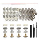 24セット レザースナップファスナーキット10mmメタルスナップボタンプレススタッドレザーリベットスナップ 3つ セッターツール付き 服 ジャケット ジーンズ ...