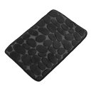 VOCOSTE バスルームラグ 玉石模様 ポリエステル バスマット 洗濯機洗い可能 ブラック 60x40 cm