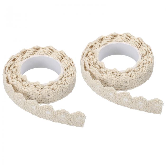 PATIKIL レースリボン 粘着テープ 2ロール 綿 マスキングシール ディテールアクセント 壁の装飾アート..