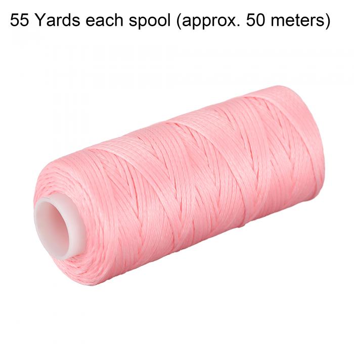 ソウテン レザーミシン糸 55ヤード 150D/1mm ポリエステルワックスコード 手縫い用 ピンク