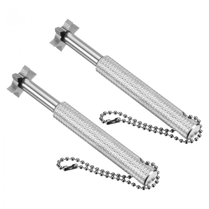 PATIKIL 再溝入れ工具 ゴルフクラブ溝研ぎ 再溝付けツール 2本入り Uタイプ Vタイプ 6ヘッド アイロンウェッジクリーナー シルバー