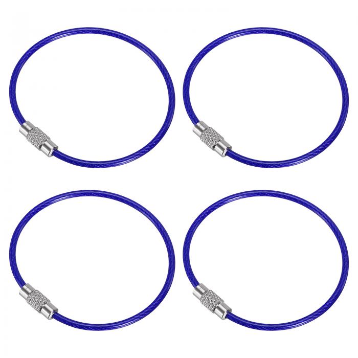 PATIKIL 150 mm長さ ワイヤーキーホルダーケーブル 4個入り ステンレススチール製キーホルダール ープ アウトドアハイキングスポーツ用..