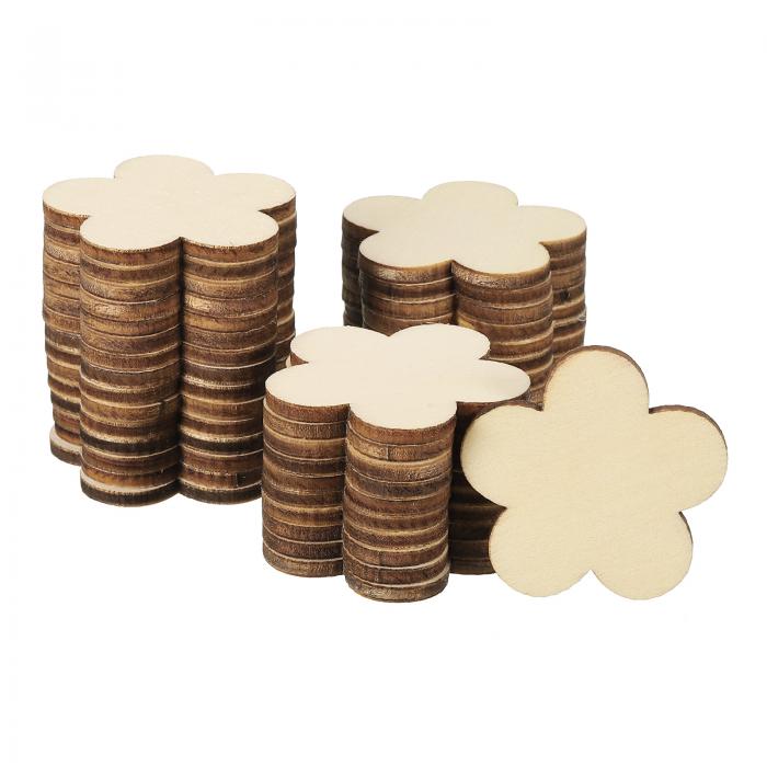 PATIKIL 35 mm 木製の花 50個入り 未完成の木の花 空白の木製カットアウトの装飾品 天然木のピース クリスマスパーティーのクラフトプロジェクト用