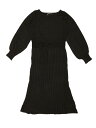 Allegra K ドレス ニット セーターワンピース ベルト付き クルーネック ランタンスリーブ カジュアル プリーツ レディース ブラック XL(4)