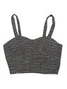 Allegra K クロップトップス キャミソール ビスチェ コルセット ツイード ストラップ レディース ブラック XS