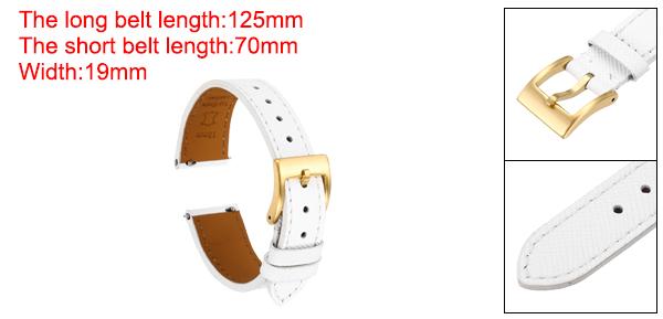 男女兼用19mmクイックリリース交換用腕時計バンド、ステンレススチールゴー ルドバックル付きの本物のレザーウォッチバンド、ホワイト