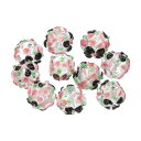 PATIKIL 10個入り バンピー ハンドメイド ガラスビーズ 14mm ガラス ルーススペーサービーズ ロンデル ラウンド 花付き DIY ネックレス 宝石 クラフト 携帯電話ケースアクセサリー パープル ローズ レッド