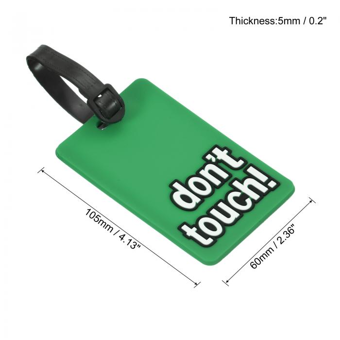 PVC荷物タグ 身分証明書 ホルダー ラベル 識別カード 「触るな」パターン 旅行バッグタグ 調整可能なストラップ付き 手荷物 スーツ ケース グリーン 3