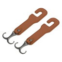 HEROFFIX 財布やバッグ 傘などのための2個セット 車のシートヘッドレストフック 頑丈な車のシートバックオーガナイザーフック ライトブラウンの合成皮革と金...