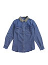 Allegra K デニムシャツ ジャケット トップス ボタンダウン 長袖 胸ポケット レディース ライトブルー S