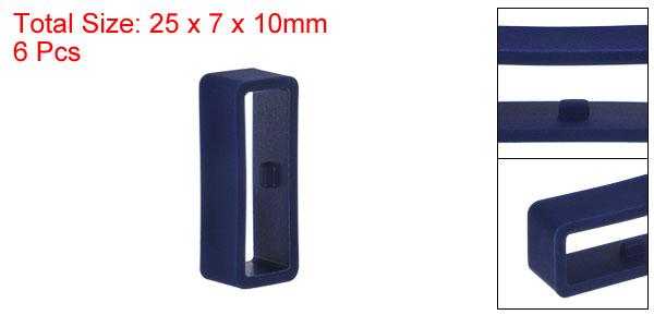 時計ストラップループ ファスナーリング ラバー製ホルダー シリコーン製 時計バンド用 ネービーブルー 幅22 mm 6個入