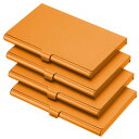 PATIKIL ビジネスカードホルダー 4個 アルミメタルカードケース プロフェッショナルスリムポケットカードホルダー ネームカード クレジットカード用 オレンジ