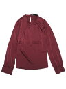 Allegra K ブラウス レディース 長袖 プリーツ エレガント シャツ オフィス カジュアル トップス 着痩せ おしゃれ 通勤 OL レッド S