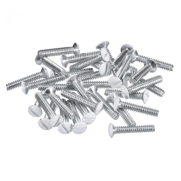 50個の壁プレート用ネジ、3/4インチ長6-32スレッドアウトレットネジ、白色楕円形ミル付きスロットパネルスイッチプレートネジ、壁ライト電気カバーパネル交換用