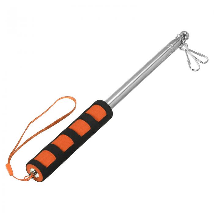 PATIKIL 伸縮式手持ち旗竿、1.6Mスポンジハンドルステンレス鋼伸縮旗竿、クリップ付きツアーガイド旗竿、7セクション、オレンジ
