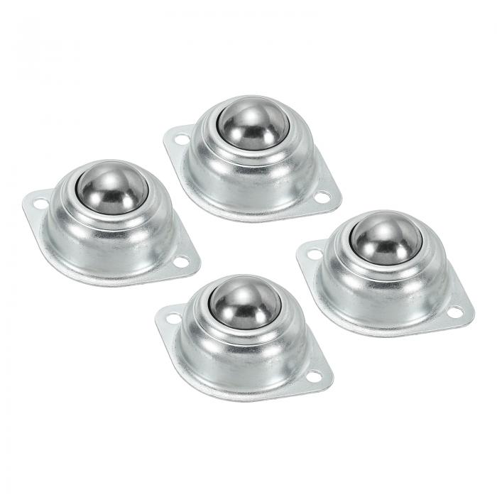 PATIKIL ローラーボール伝達ベアリング 25 mm 4個 負荷77lbs フランジ取り付け 炭素鋼 回転キャスターユニット コンベヤローラースタンド伝送用