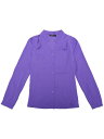 Allegra K シフォンブラウス シャツ Vネック ワーク オフィス ボタンアップ エレガント レディース パープル XL