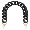 アクリル巾着チェーンストラップ 45 cm フラットハンドバッグ交換 ストラップ アクリルフラットチェーン 財布 ハンドバッグ用 マッとブラック