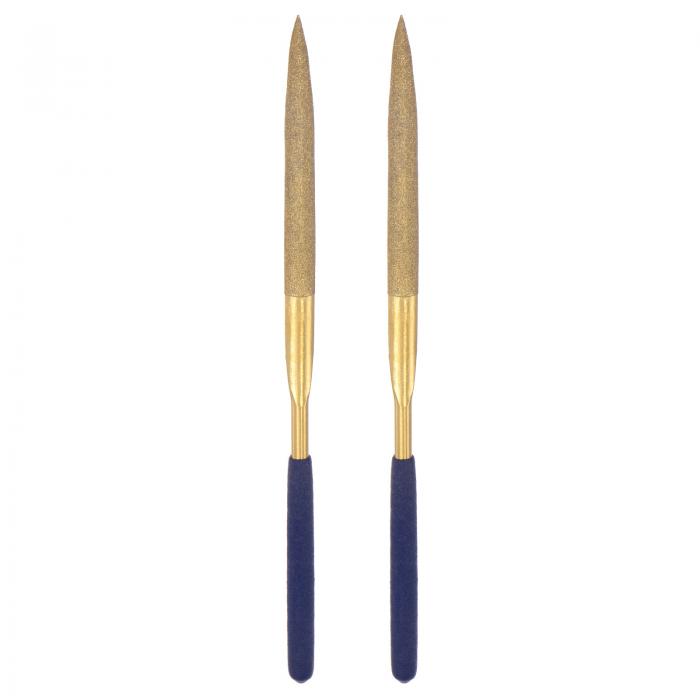 ダイヤモンドニードルファイル 5mm x 180mm チタン被覆 半円ファイル ハンドツール TPUハンドル付き メタル用 ストーン用 ウッド用 2個入り