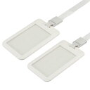 ID バッジホルダー プラスチック製 ホワイト オフィス製品透明両面 ビジネスワーク見本市イベント 11cm x 6.8cm縦の名札ネックストラップ 2個入り(3)