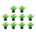 水槽用人工植物、10個セット、水槽装飾用アクセサリー、水草、緑(ココの葉)