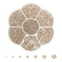 PATIKIL 手芸用5645個のフラットバックパールビーズ、7サイズのハーフラウンドレジンビーズ、DIYネイルアート、携帯電話の装飾、靴の装飾、軽いコーヒー色