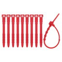 CAPASTEC ケーブルバンド 結束バンド 柔らかい シリコン 巻き取り イヤフォン USBケーブル コード収納 繰り返し使用可能 11.3cm 10本入り 赤