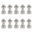 六角ボルト ナット 六角頭ねじ フラット&ロックワッシャーキット 304ステンレス鋼 完全六角ボルトスレッド M6 x 20 mm 10セット