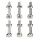 六角ボルト ナット 六角頭ねじ フラット&ロックワッシャーキット 304ステンレス鋼 完全六角ボルトスレッド M6 x 30 mm 6セット