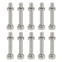 六角ボルト ナット 六角頭ねじ フラット&ロックワッシャーキット 304ステンレス鋼 完全六角ボルトスレッド M6 x 40 mm 10セット