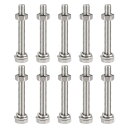 六角ボルト ナット 六角頭ねじ フラット&ロックワッシャーキット 304ステンレス鋼 完全六角ボルトスレッド M6 x 45 mm 10セット