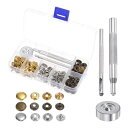 30セットのレザースナップファスナーキット12mmの金属プレススタッドボタンツールと3つのセッターツール 衣類の革縫いに適した収納ボックス付き