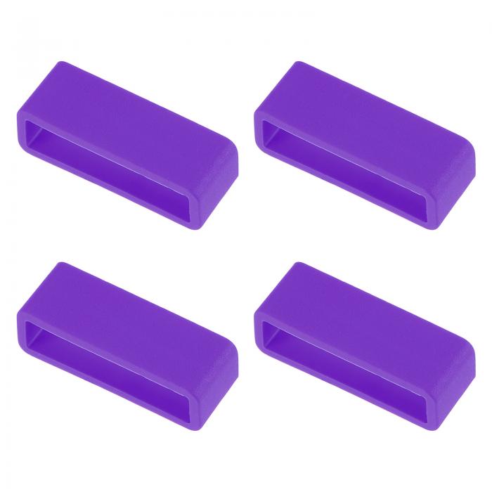 時計バンドストラップループ ゴム 交換用ファスナーリング シリコーン時計ホルダーキーパー 28mm幅時計バンド パープル 4個入り
