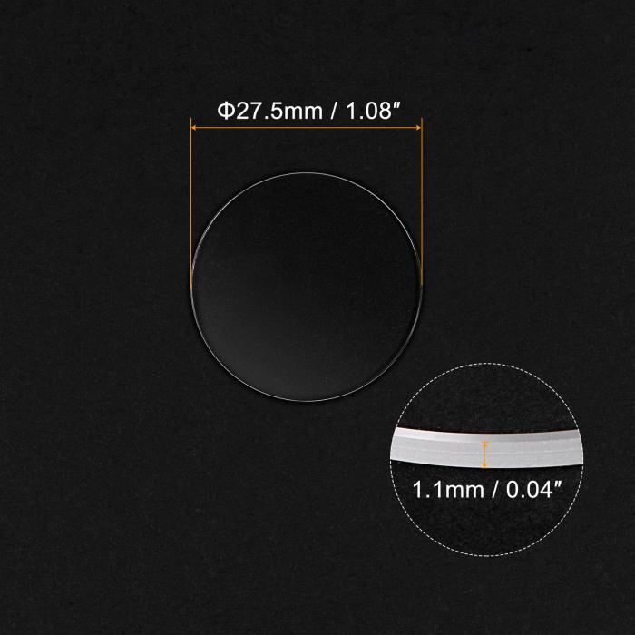 時計ガラスサファイアクリスタルレンズ 直径27.5mm ラウンドフラット 厚さ1.1mm 交換部品 時計修理用 クリア 3