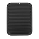 食器乾燥マット 30 x 23cm シリコン製 再利用可能 ドレインパッド 耐熱 滑り止め キッチンカウンター用 冷蔵庫の引き出し ブラック
