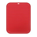 食器乾燥マット 30 x 23cm シリコン製 再利用可能 ドレインパッド 耐熱 滑り止め キッチンカウンター用 冷蔵庫の引き出し レッド