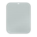 食器乾燥マット 30 x 23cm シリコン製 再利用可能 ドレインパッド 耐熱 滑り止め キッチンカウンター用 冷蔵庫の引き出し グレー