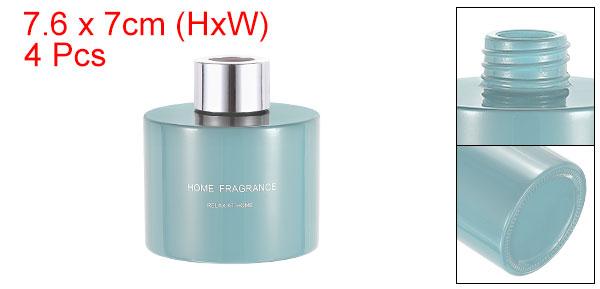 4個の空のガラスディフューザーボトル140ml/4.7oz再充填可能な香りアクセサリーアロマセラピー瓶コンテナー交換用リードディフューザーDIYホームバスルームブルーとシルバートーンキャップ [2]