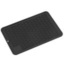 シリコン食器乾燥マットセット 30 x 20cm 皿排水パッド 耐熱性 キッチンカウンター用 冷蔵庫の引き出し ブラック