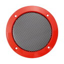 カーオーディオスピーカーグリルカバー メッシュウーファーホーンガード 装飾 サークルグリルプロテクター 金属 レッド 外径124 mm