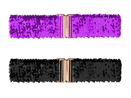 Allegra K 弾性ウエストベルト ワイドベルト スパンコール装飾 伸縮性 2個 レディース ライトパープル 60 cm Allegra K 弾性ウエストベルト ワイドベルト スパンコール装飾 伸縮性 2個 レディース ライトパープル 60 cm