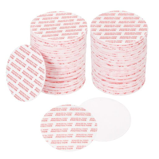 PATIKIL 51mm/2.01" フォーム蓋ライナー 150個の粘着ラウンドPS圧力感知シール プラスチックガラス瓶の蓋キャップ缶ビンシール赤テキスト 白 PATIKIL 51mm/2.01" フォーム蓋ライナー 150個の粘着ラウンドPS圧力感知シール プラスチックガラス瓶の蓋キャップ缶ビンシール赤テキスト 白